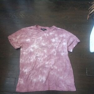 Lulus Women's Tie Dye Short Sleeve T-shirt Pink And White Made in the USA size M